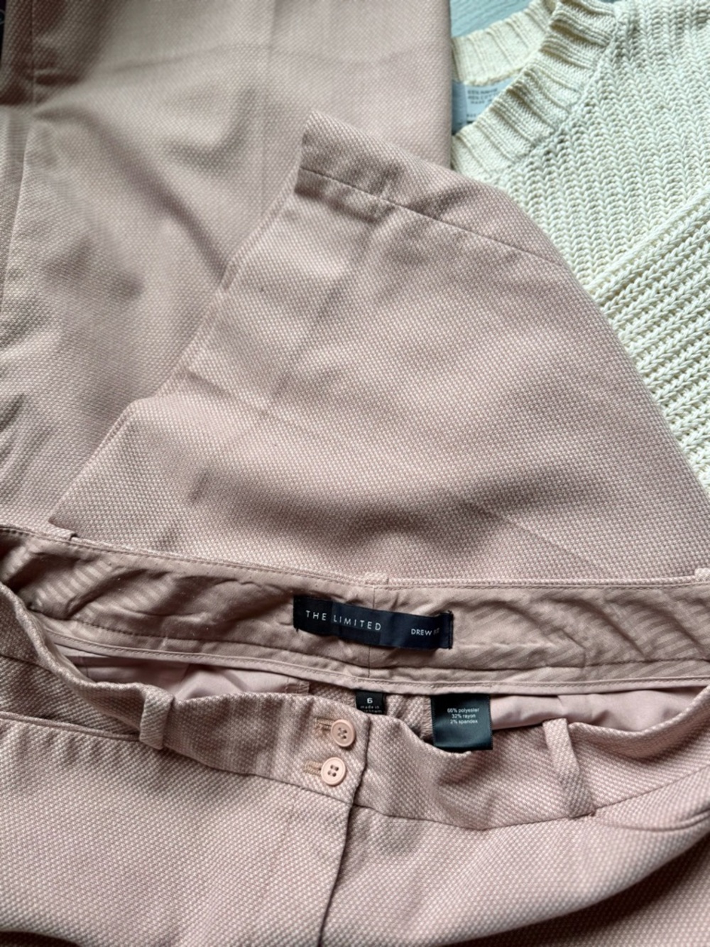 The Limited Drew Fit High Rise Dress Pants 6 Blush Taupe Wide Leg Workwear - Picture 5 of 6